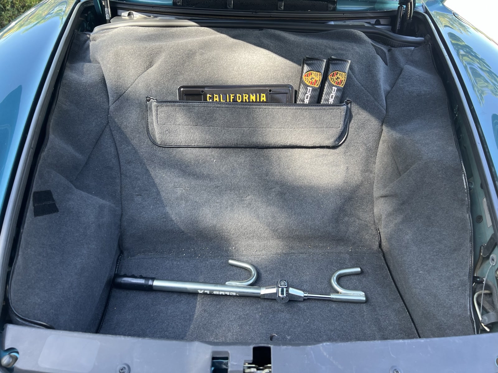 Front trunk interior with tools